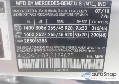 2018 Mercedes-Benz Gle 350 4Matic из США, поврежденный, VIN 4JGDA5HB8JB179875